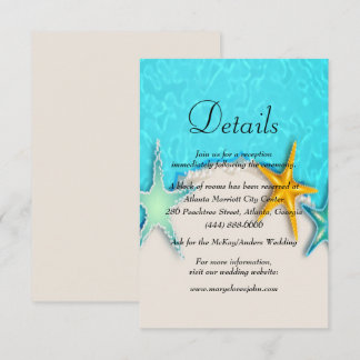 Tarjeta De Recepción Detalles de la boda de la bonito Starfish Summer B