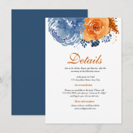 Tarjeta De Recepción Detalles de la boda de la caída floral del Naranja