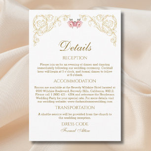 Tarjeta De Recepción Detalles de la boda de la cosecha de Rococo