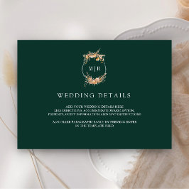 Tarjeta De Recepción Detalles de la boda de la cresta de la flor silves