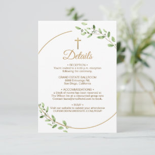 Tarjeta De Recepción Detalles de la Boda de la Cruz Dorada de Elegante 