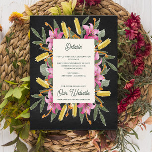 Tarjeta De Recepción Detalles de la Boda de la Flor de Lis Rosada Malhu