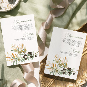 Tarjeta De Recepción Detalles de la Boda de la Rama Dorada de Hojas de