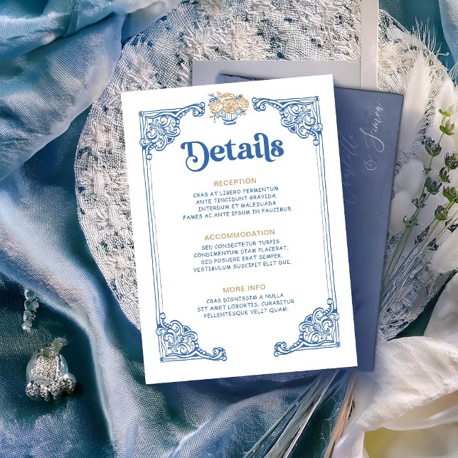 Tarjeta De Recepción Detalles de la Boda de la Vieja Chinoiserie Antigu (Subido por el creador)