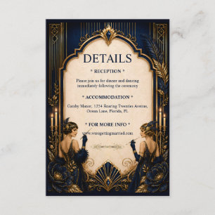 Tarjeta De Recepción Detalles de la boda de las chicas Gatsby Flapper c