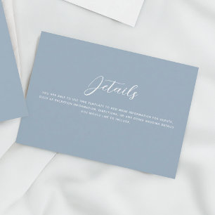 Tarjeta De Recepción Detalles de la Boda de Lovebirds Azul Polvoriento