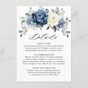 Tarjeta De Recepción Detalles de la Boda de marfil de la marina azul tu
