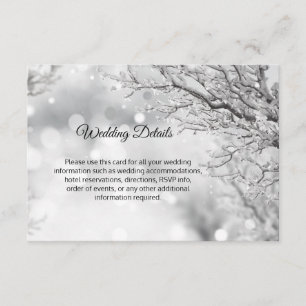 Tarjeta De Recepción Detalles de la boda de nieve de Winter Wonderland