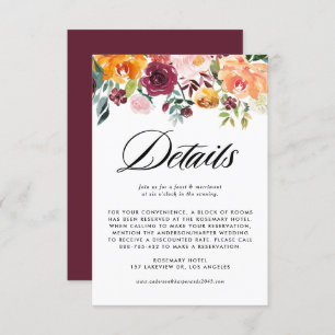 Tarjeta De Recepción Detalles de la boda de otoño de la caída de Garlan