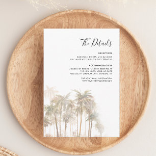 Tarjeta De Recepción Detalles de la boda de Palm Tree Beach