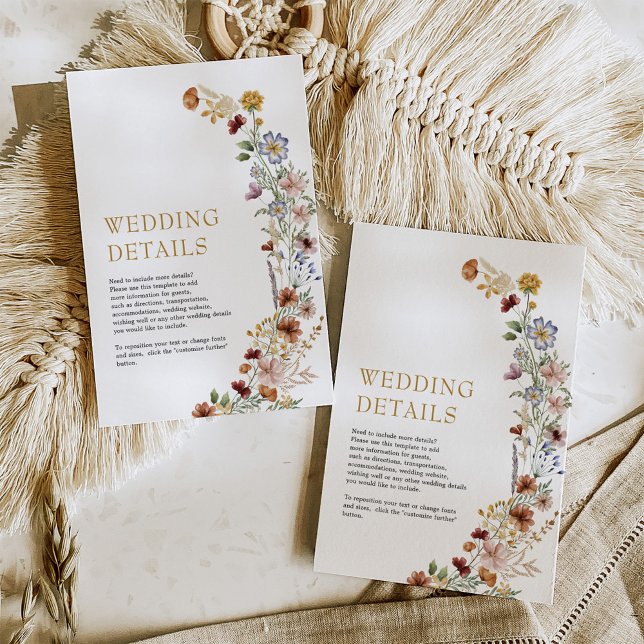 Tarjeta De Recepción Detalles de la boda de un jardín de flores silvest (Subido por el creador)