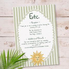 Tarjeta De Recepción Detalles de la Boda del Árbol de Palma del Sol Cos