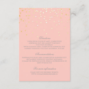 Tarjeta De Recepción Detalles de la boda del confeti de Rubor del oro -