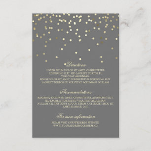 Tarjeta De Recepción Detalles de la boda del confeti del oro -