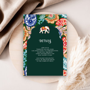 Tarjeta De Recepción Detalles de la boda del elefante de arte popular i