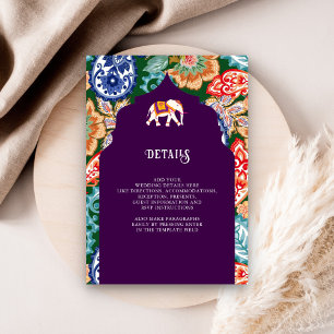 Tarjeta De Recepción Detalles de la boda del elefante de arte popular i