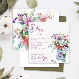 Tarjeta De Recepción Detalles de la boda del jardín floral rosado bonit