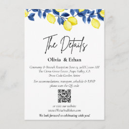 Tarjeta De Recepción Detalles de la Boda del Limón con Código QR