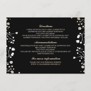 Tarjeta De Recepción Detalles de la boda del negro de la respiración