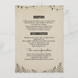 Tarjeta De Recepción Detalles de la boda del país - Información - Inser