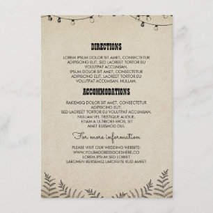 Tarjeta De Recepción Detalles de la boda del país - Información - Inser