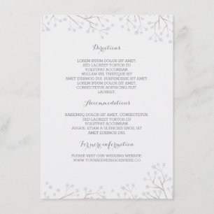 Tarjeta De Recepción Detalles de la boda elegante del aliento del bebé