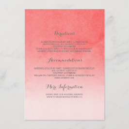 Tarjeta De Recepción Detalles de la boda elegante rosa Rubor