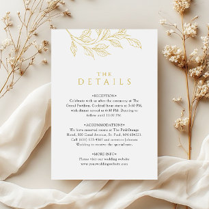Tarjeta De Recepción Detalles de la Boda en el Jardín Botánico Golden