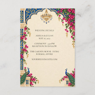 Tarjeta De Recepción Detalles de la boda en el jardín del palacio del p