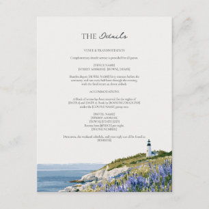 Tarjeta De Recepción Detalles de la boda en la costa de Maine del faro 