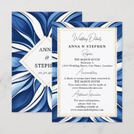 Tarjeta De Recepción Detalles de la Boda Floral Blue Bliss