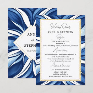 Tarjeta De Recepción Detalles de la Boda Floral Blue Bliss