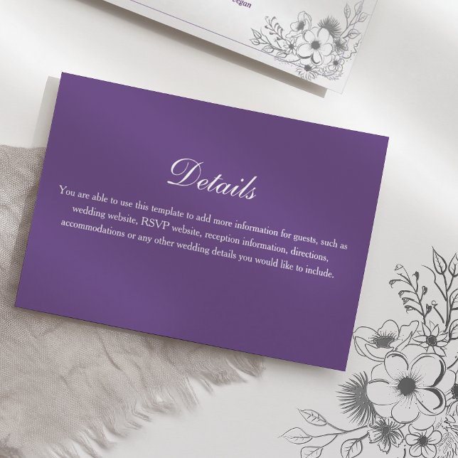 Tarjeta De Recepción Detalles de la boda floral púrpura (Subido por el creador)