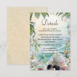 Tarjeta De Recepción Detalles de la Boda Floral Tropical en Playa