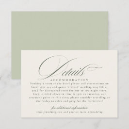 Tarjeta De Recepción Detalles de la Boda Formal de Pistacho