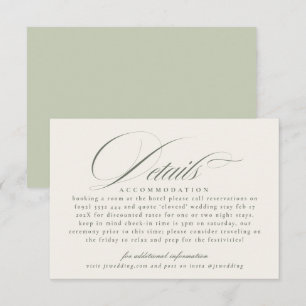 Tarjeta De Recepción Detalles de la Boda Formal de Pistacho