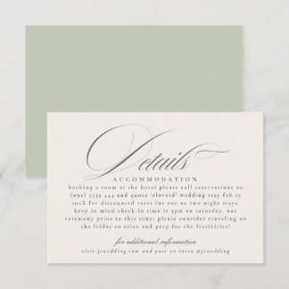 Tarjeta De Recepción Detalles de la Boda Formal de Pistacho