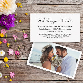 Tarjeta De Recepción detalles de la boda foto escritura moderna chic