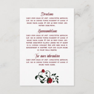 Tarjeta De Recepción Detalles de la boda gótica vintage con Rosas de go