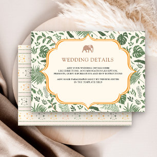 Tarjeta De Recepción Detalles de la boda india del elefante del bosque 