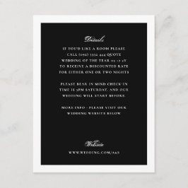 Tarjeta De Recepción Detalles de la Boda Negra Formal