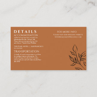 Tarjeta De Recepción Detalles de la Boda Old Money Marrón Sonrosado Adj