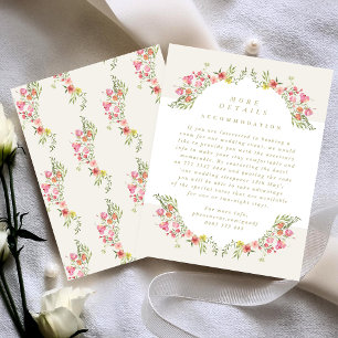 Tarjeta De Recepción detalles de la boda romántica en el jardín de prim