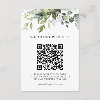 Tarjeta De Recepción Detalles de la Boda RSVP Código QR Verde de Eucali