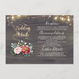 Tarjeta De Recepción Detalles de la boda rústica de la calabaza blanca