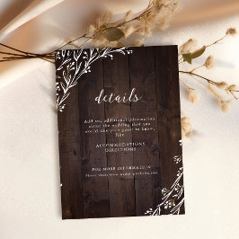 Tarjeta De Recepción Detalles de la boda rústica del Boho Floral Countr