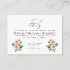 Tarjeta De Recepción Detalles de la boda tropical de la playa