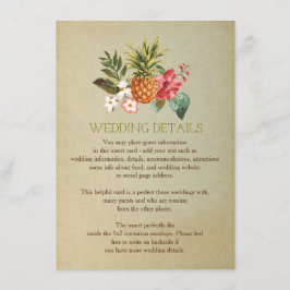 Tarjeta De Recepción detalles de la boda tropical piña playa insertar