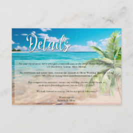 Tarjeta De Recepción Detalles de la boda turquesa de mareas tropicales