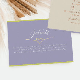 Tarjeta De Recepción Detalles de la boda Verde Cítrico Púrpura
